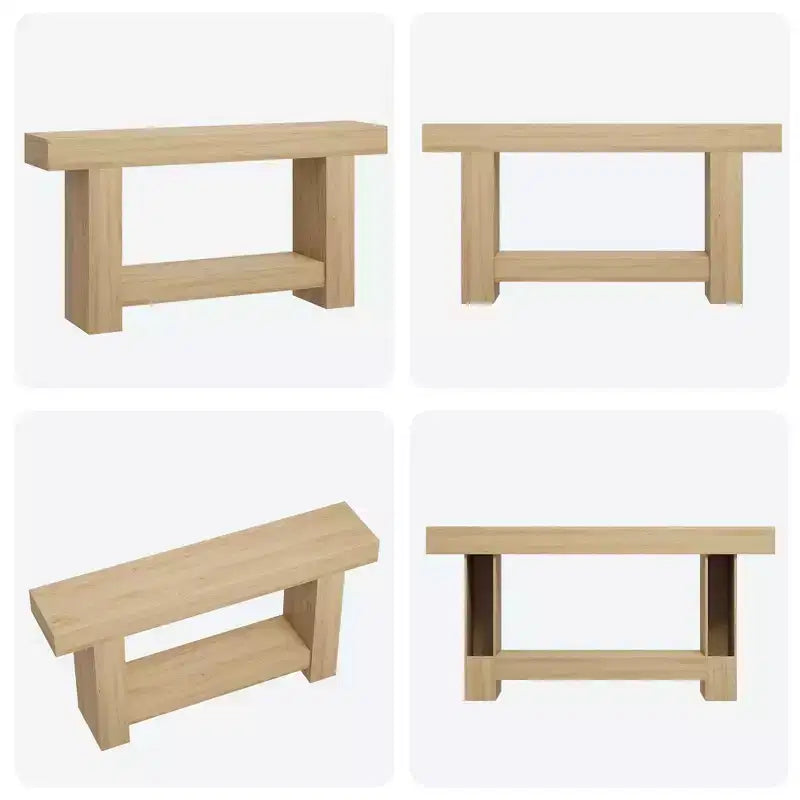 Coolmee 63 Inches Console Table, Farmhouse Console Table for Living Room, 2-Tier Sofa Table with Storage, Wooden Entryway Table