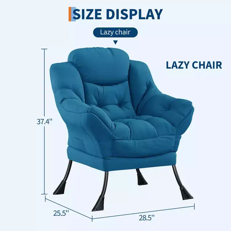 Lazy Chair for Living Room,Modern Large Accent Lounge Armchair with Side Pocket,Comfy Leisure Sofa Reading Chair,for Bedroom,Dorm Rooms and Office