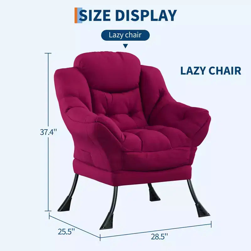 Lazy Chair for Living Room,Modern Large Accent Lounge Armchair with Side Pocket,Comfy Leisure Sofa Reading Chair,for Bedroom,Dorm Rooms and Office