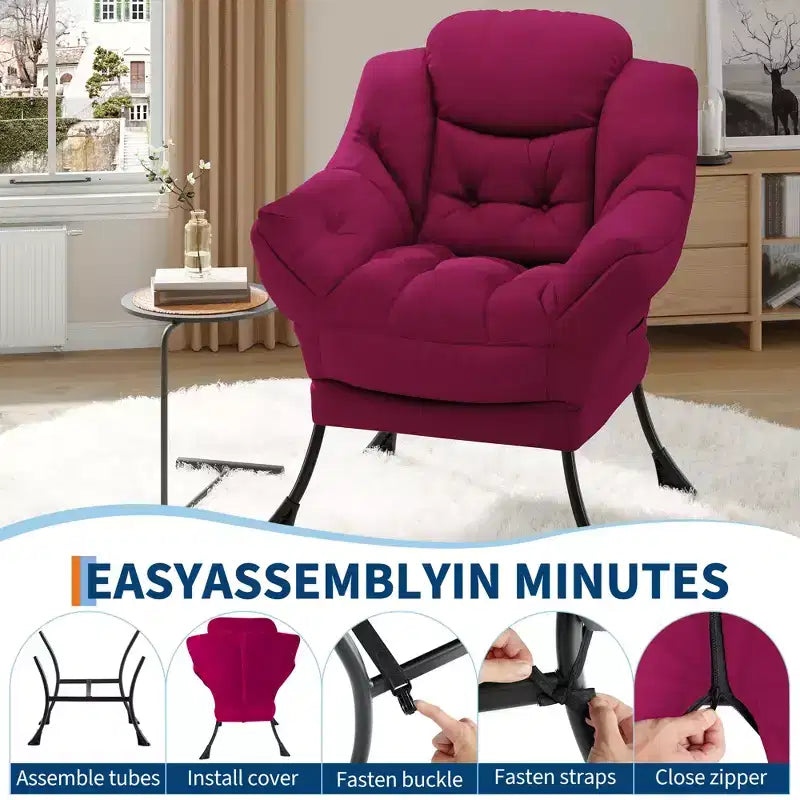 Lazy Chair for Living Room,Modern Large Accent Lounge Armchair with Side Pocket,Comfy Leisure Sofa Reading Chair,for Bedroom,Dorm Rooms and Office