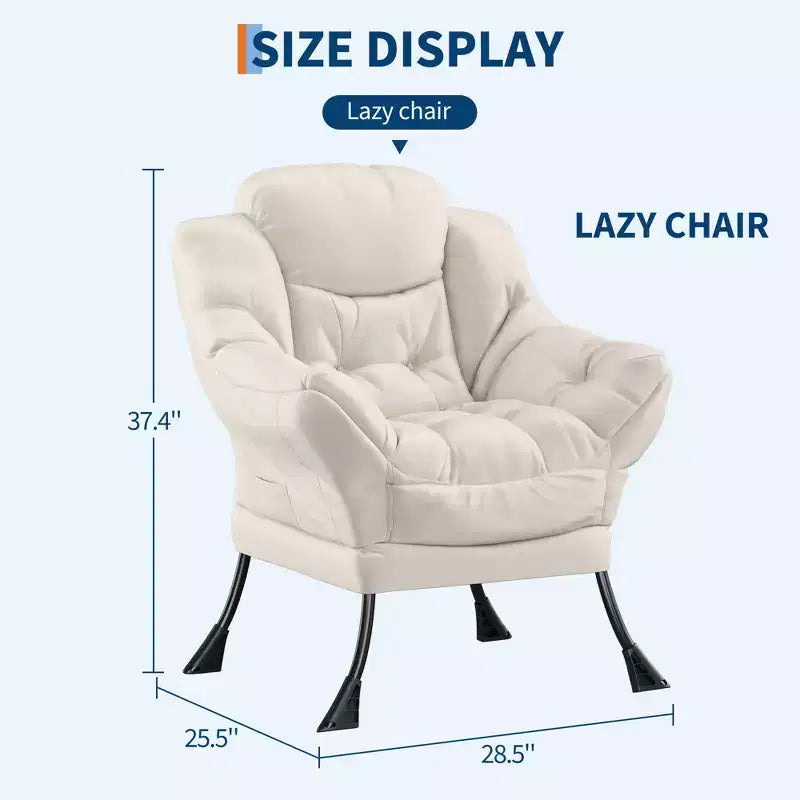Lazy Chair for Living Room,Modern Large Accent Lounge Armchair with Side Pocket,Comfy Leisure Sofa Reading Chair,for Bedroom,Dorm Rooms and Office