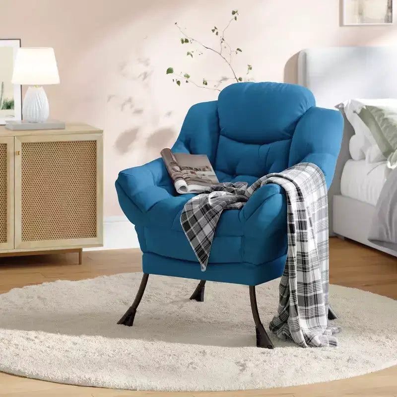Lazy Chair for Living Room,Modern Large Accent Lounge Armchair with Side Pocket,Comfy Leisure Sofa Reading Chair,for Bedroom,Dorm Rooms and Office
