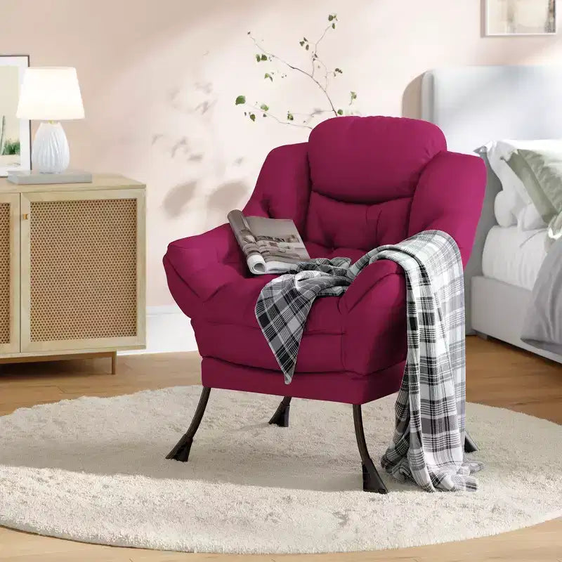 Lazy Chair for Living Room,Modern Large Accent Lounge Armchair with Side Pocket,Comfy Leisure Sofa Reading Chair,for Bedroom,Dorm Rooms and Office