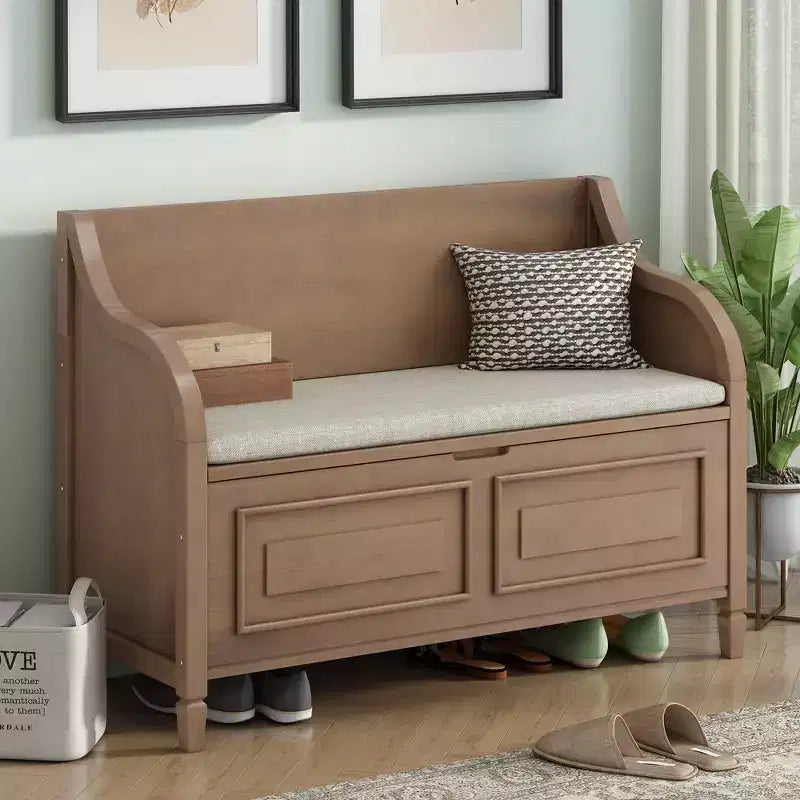 GDFStudio Fanny Entryway Multifunctional Storage Bench with Upholstered Seat and Safety Hinge