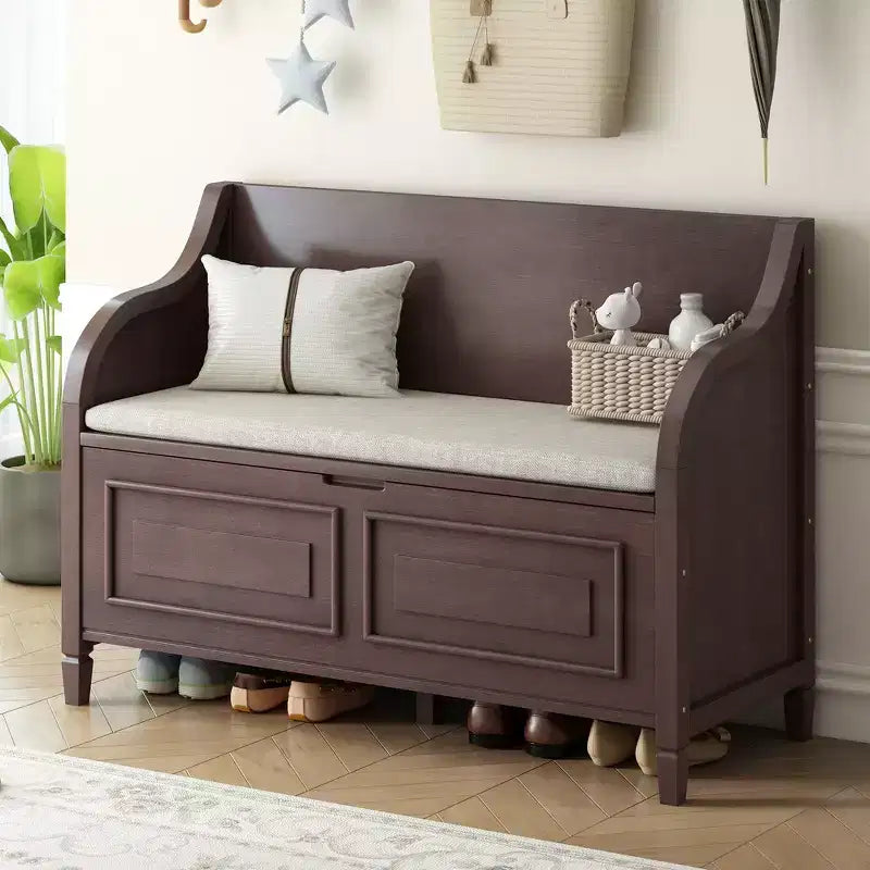 GDFStudio Fanny Entryway Multifunctional Storage Bench with Upholstered Seat and Safety Hinge