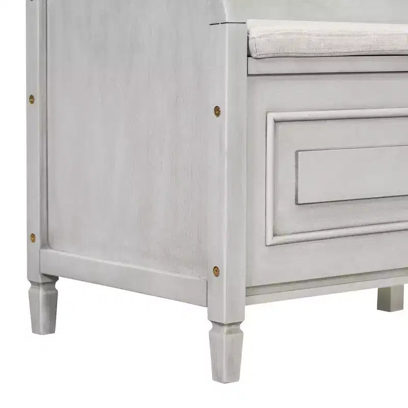 GDFStudio Fanny Entryway Multifunctional Storage Bench with Upholstered Seat and Safety Hinge