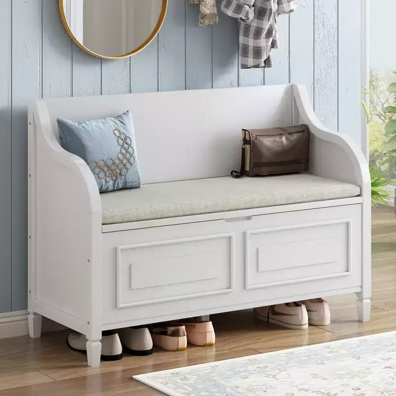 GDFStudio Fanny Entryway Multifunctional Storage Bench with Upholstered Seat and Safety Hinge