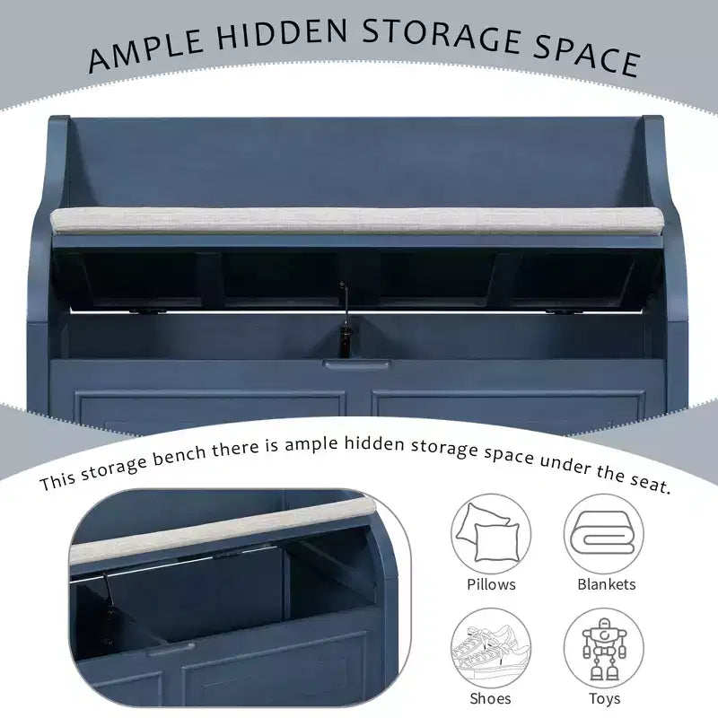 GDFStudio Fanny Entryway Multifunctional Storage Bench with Upholstered Seat and Safety Hinge
