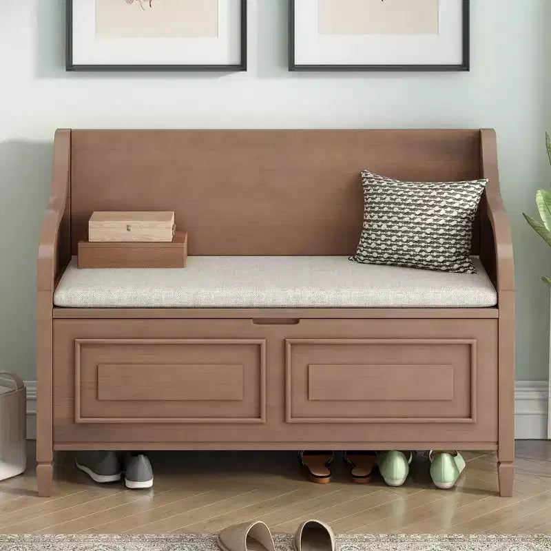 GDFStudio Fanny Entryway Multifunctional Storage Bench with Upholstered Seat and Safety Hinge