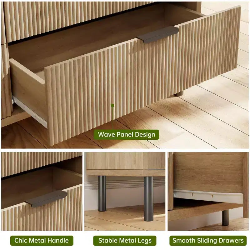 Fulvari 5 Drawer Dresser for Bedroom, 37 Wood Chest of Drawers with Gold Handle, Wood Storage Dresser Organizer, Closet Dresser