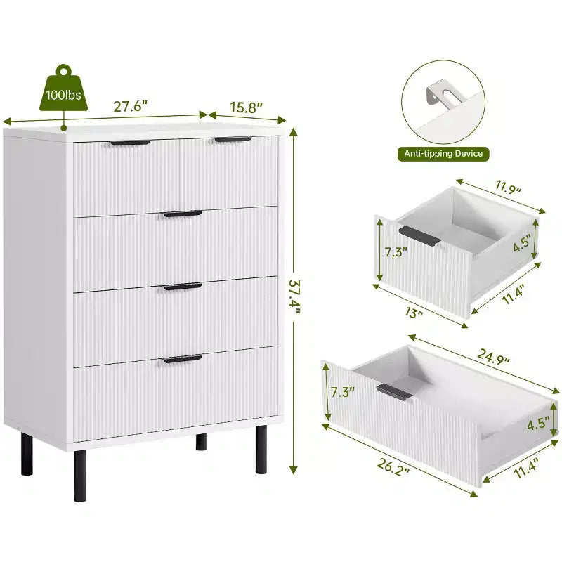 Fulvari 5 Drawer Dresser for Bedroom, 37 Wood Chest of Drawers with Gold Handle, Wood Storage Dresser Organizer, Closet Dresser