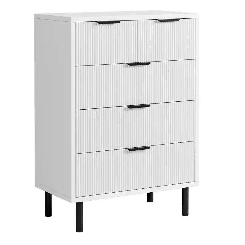 Fulvari 5 Drawer Dresser for Bedroom, 37 Wood Chest of Drawers with Gold Handle, Wood Storage Dresser Organizer, Closet Dresser