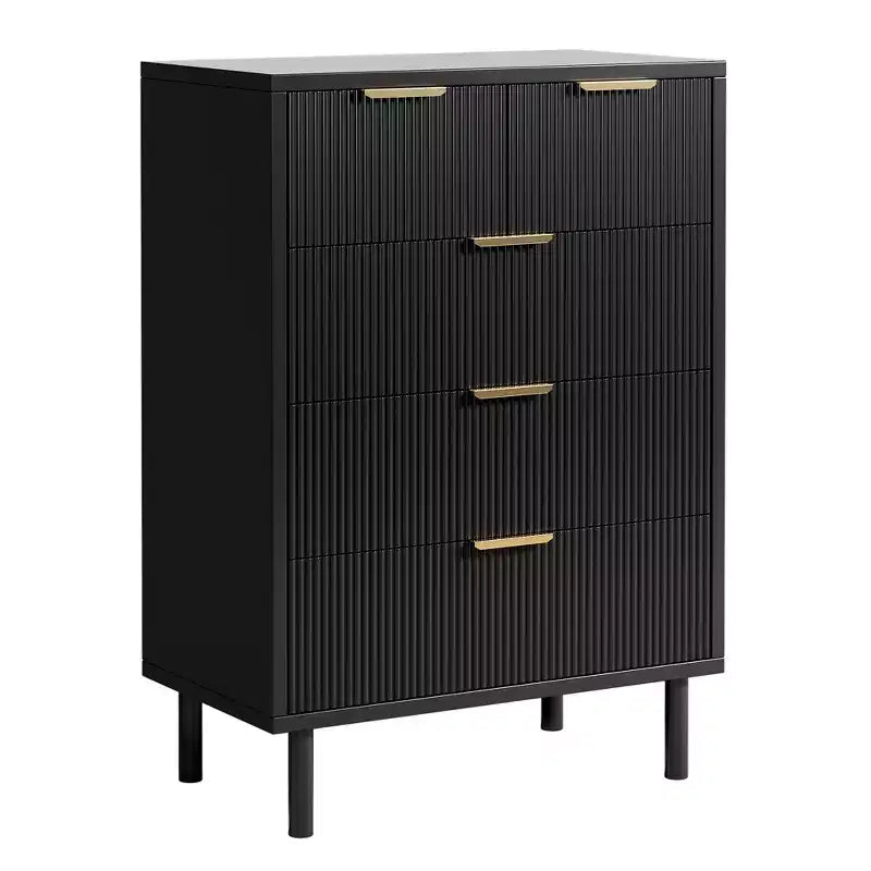 Fulvari 5 Drawer Dresser for Bedroom, 37 Wood Chest of Drawers with Gold Handle, Wood Storage Dresser Organizer, Closet Dresser