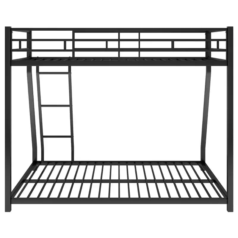 Twin over Full Metal Bunk Beds with Trundle, Heavy Duty Low Bunk Bed Frame for Kids Teens Adults, Black
