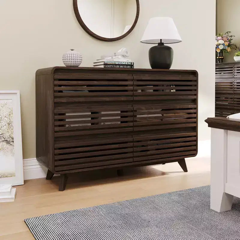 Wooden 6 Drawers Dresser for Bedroom, Chests of Drawers with Grille