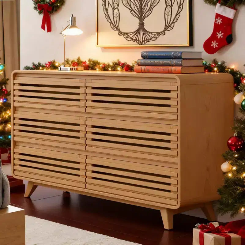 Wooden 6 Drawers Dresser for Bedroom, Chests of Drawers with Grille