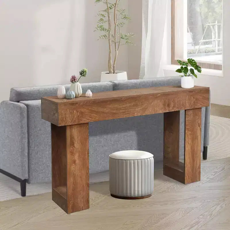 Solid Wood Console Table for Entryway, 63 Farmhouse Entryway Sofa Table Behind Couch, Rectangular Accent Tables for Living Room Hallway, Foyer