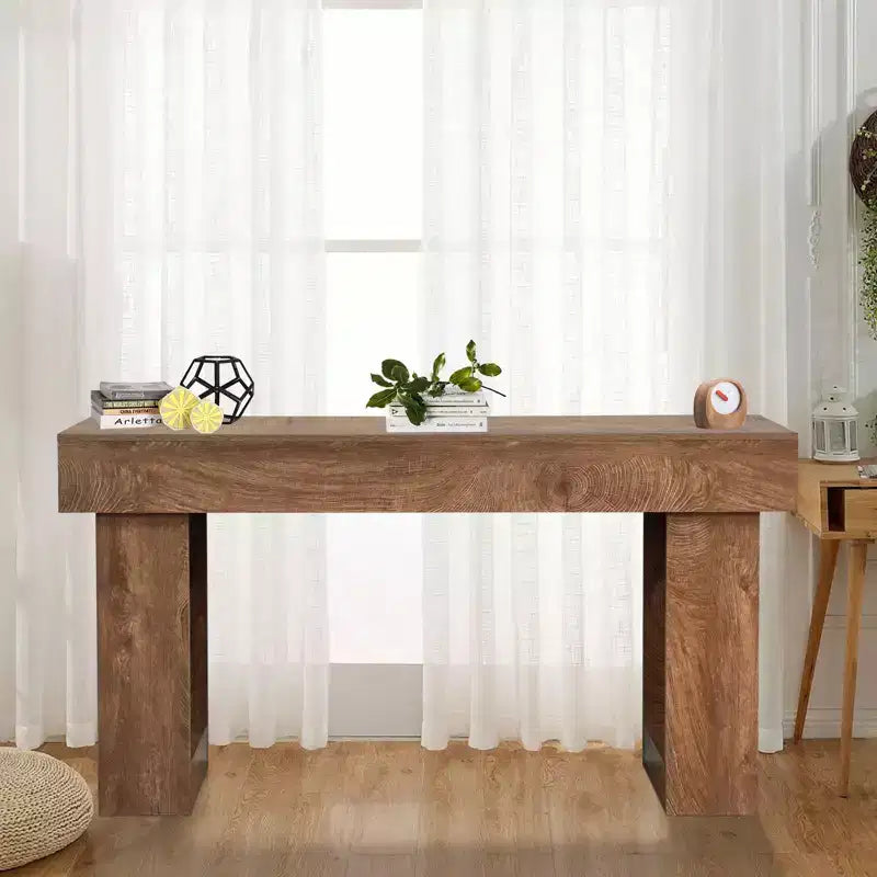 Solid Wood Console Table for Entryway, 63 Farmhouse Entryway Sofa Table Behind Couch, Rectangular Accent Tables for Living Room Hallway, Foyer