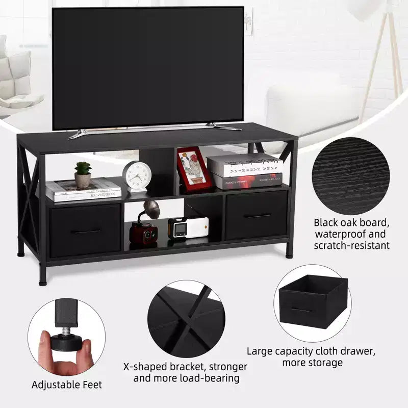 COZONY TV Stand for 50 Inch TV, Entertainment Center with Fabric Drawers & Open Shelves, Storage Unit for Living Room, Bedroom, Entryway