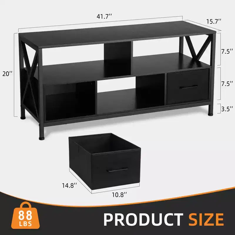 COZONY TV Stand for 50 Inch TV, Entertainment Center with Fabric Drawers & Open Shelves, Storage Unit for Living Room, Bedroom, Entryway