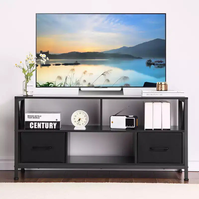 COZONY TV Stand for 50 Inch TV, Entertainment Center with Fabric Drawers & Open Shelves, Storage Unit for Living Room, Bedroom, Entryway