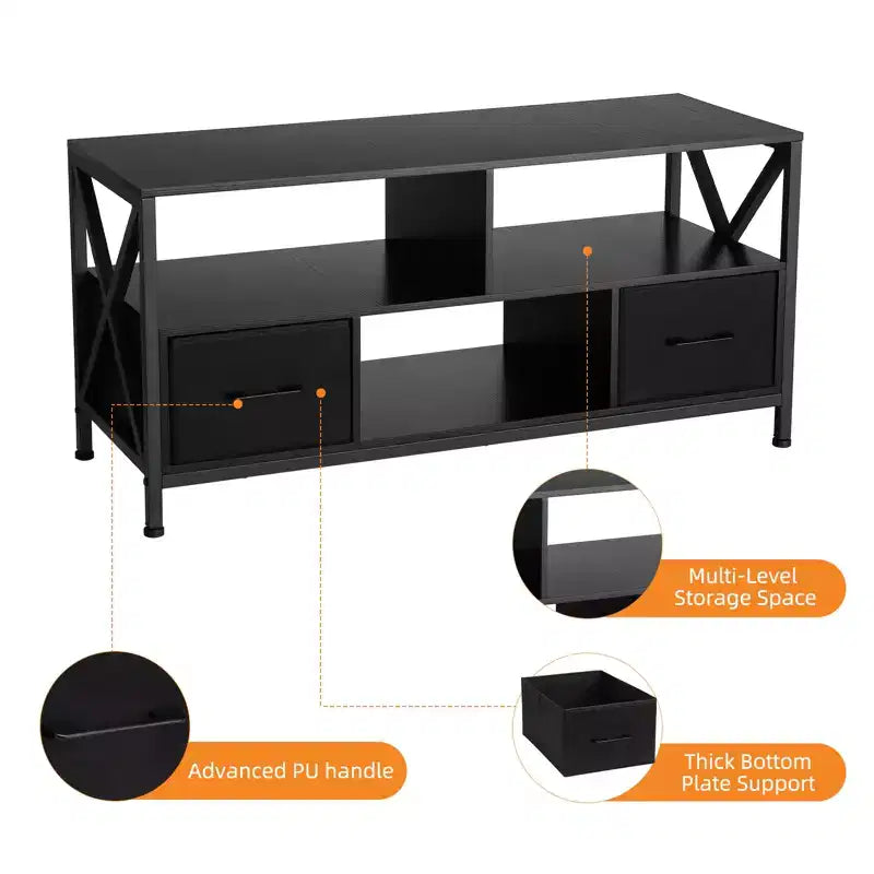 COZONY TV Stand for 50 Inch TV, Entertainment Center with Fabric Drawers & Open Shelves, Storage Unit for Living Room, Bedroom, Entryway