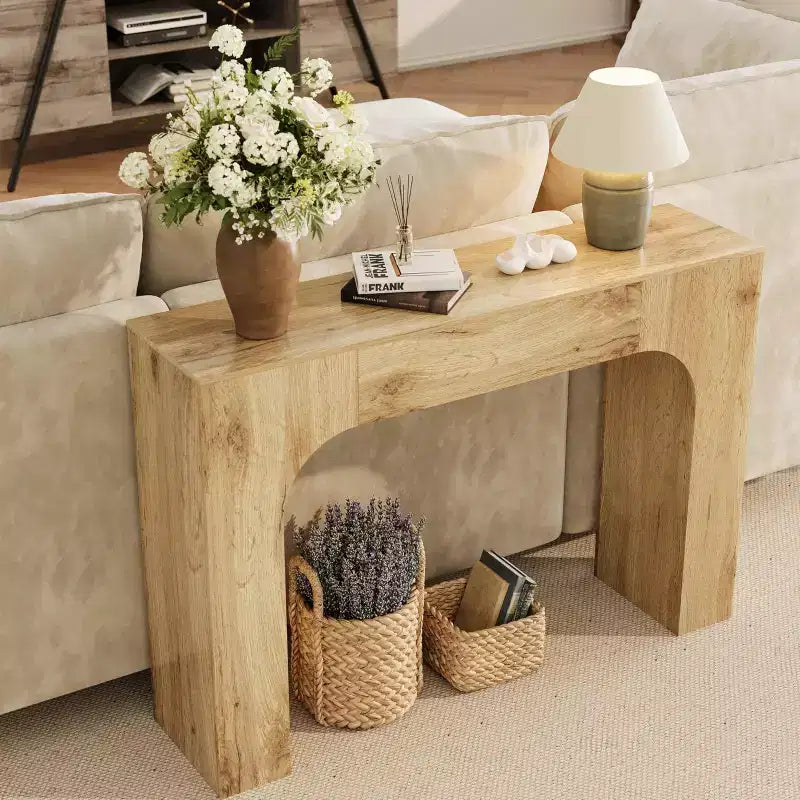 GustoWave 47 Inch Farmhouse Console Table, Long Wood Entryway Table Behind Couch, Easy Assembly Hallway Furniture for Living Rooms