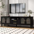 Bestier 69 Retro TV Stand for TVs up to 75, Living Room Entertainment Center Media Console with Arched Fluted Glass Doors, 2 Storage Drawers