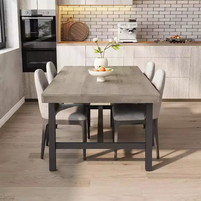 63in Large Rectangle Dining Table for 4-6 People, Rustic Wood Kitchen Table with Metal Legs, Industrial Patio Table for Living Room, Dining Room