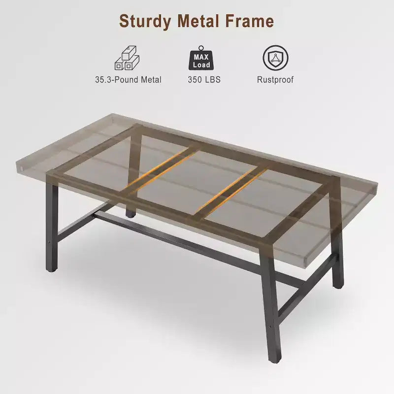63in Large Rectangle Dining Table for 4-6 People, Rustic Wood Kitchen Table with Metal Legs, Industrial Patio Table for Living Room, Dining Room