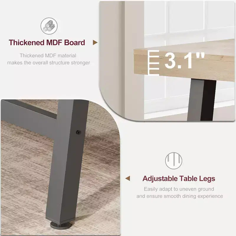 63in Large Rectangle Dining Table for 4-6 People, Rustic Wood Kitchen Table with Metal Legs, Industrial Patio Table for Living Room, Dining Room