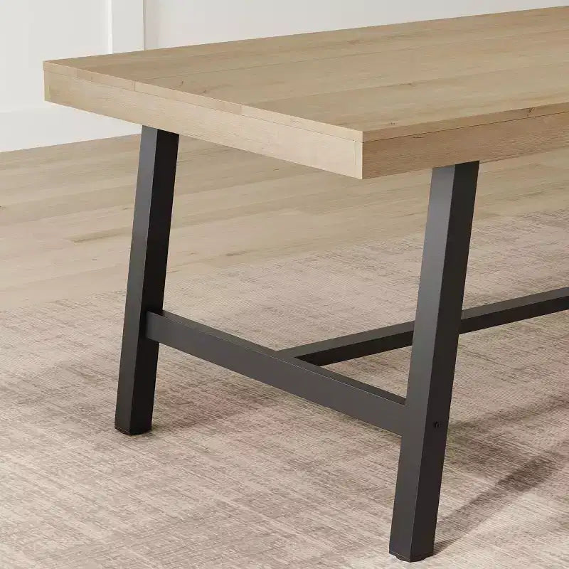 63in Large Rectangle Dining Table for 4-6 People, Rustic Wood Kitchen Table with Metal Legs, Industrial Patio Table for Living Room, Dining Room