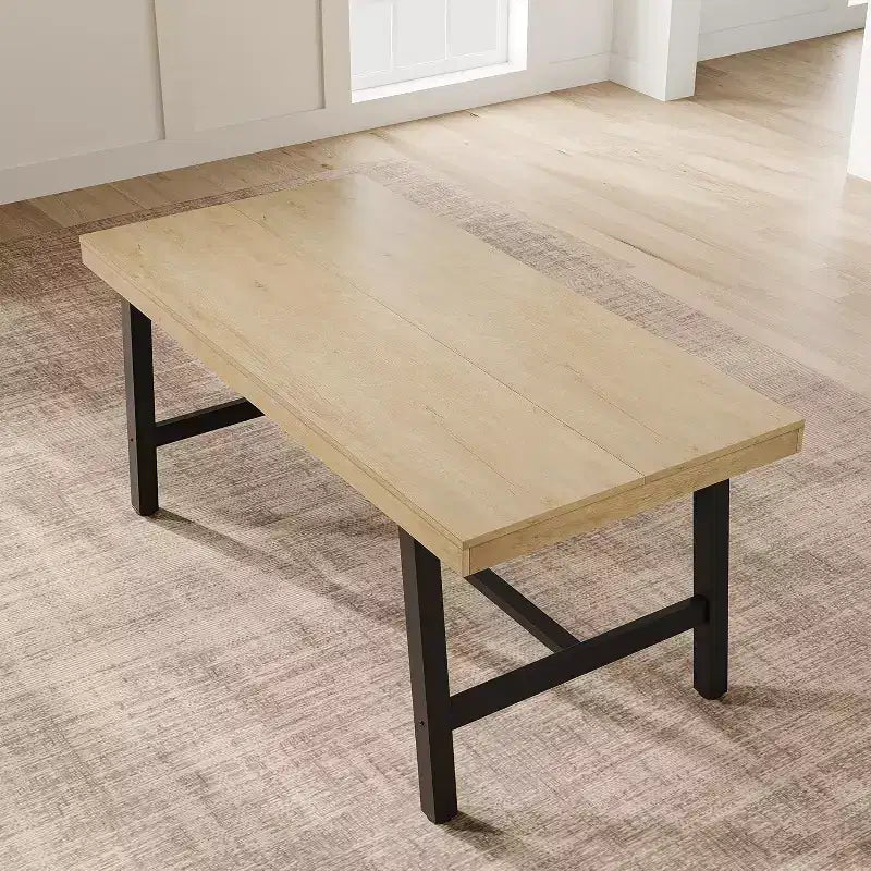 63in Large Rectangle Dining Table for 4-6 People, Rustic Wood Kitchen Table with Metal Legs, Industrial Patio Table for Living Room, Dining Room