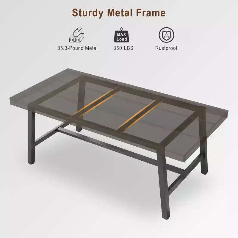 63in Large Rectangle Dining Table for 4-6 People, Rustic Wood Kitchen Table with Metal Legs, Industrial Patio Table for Living Room, Dining Room