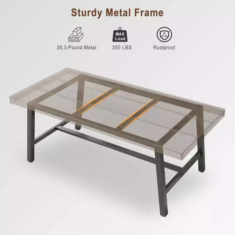 63in Large Rectangle Dining Table for 4-6 People, Rustic Wood Kitchen Table with Metal Legs, Industrial Patio Table for Living Room, Dining Room
