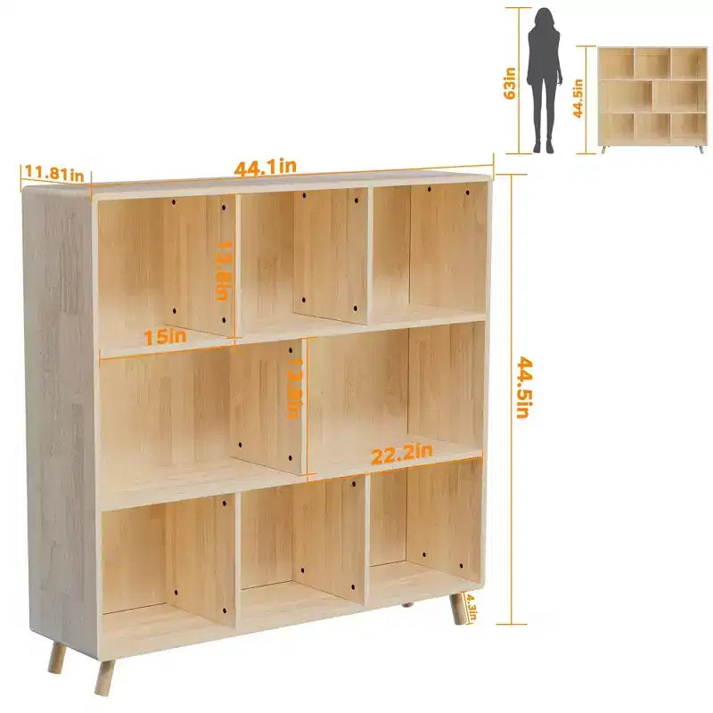 Okak Modern Pine Bookshelf with 7/8-Compartment, Fixed Shelves Bookcase, Cube Storage for Living Room