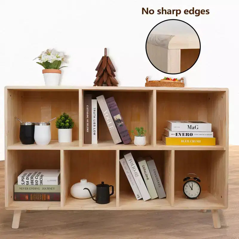 Okak Modern Pine Bookshelf with 7/8-Compartment, Fixed Shelves Bookcase, Cube Storage for Living Room