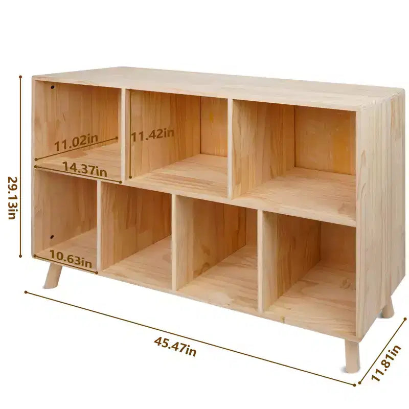 Okak Modern Pine Bookshelf with 7/8-Compartment, Fixed Shelves Bookcase, Cube Storage for Living Room