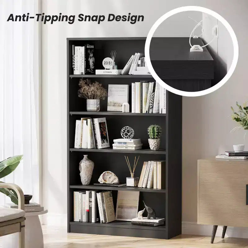 Okak 60 Inches Tall Modern Bookshelf, Bookcase with 5 Open Shelves, Freestanding Storage Organizer for Living Room, Office