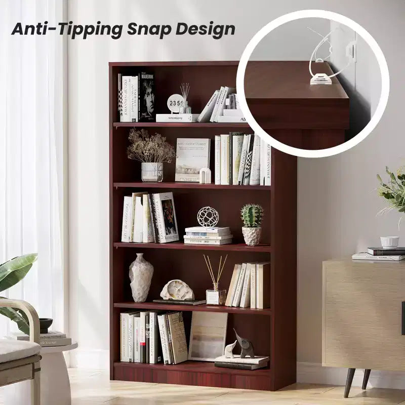 Okak 60 Inches Tall Modern Bookshelf, Bookcase with 5 Open Shelves, Freestanding Storage Organizer for Living Room, Office