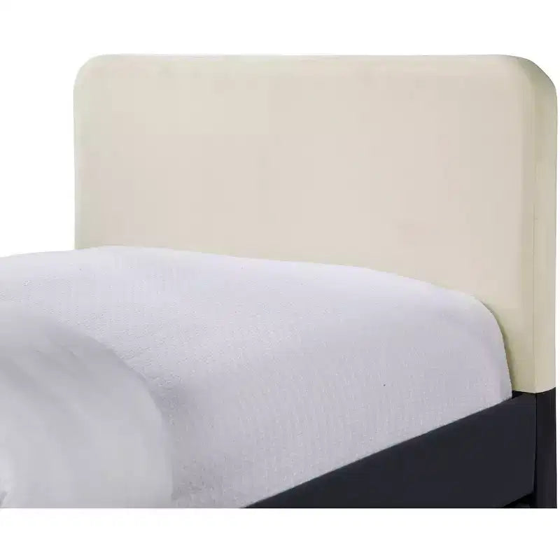 Meridian Furniture,Ivy Black & Cream Velvet Twin Trundle/Storage Bed