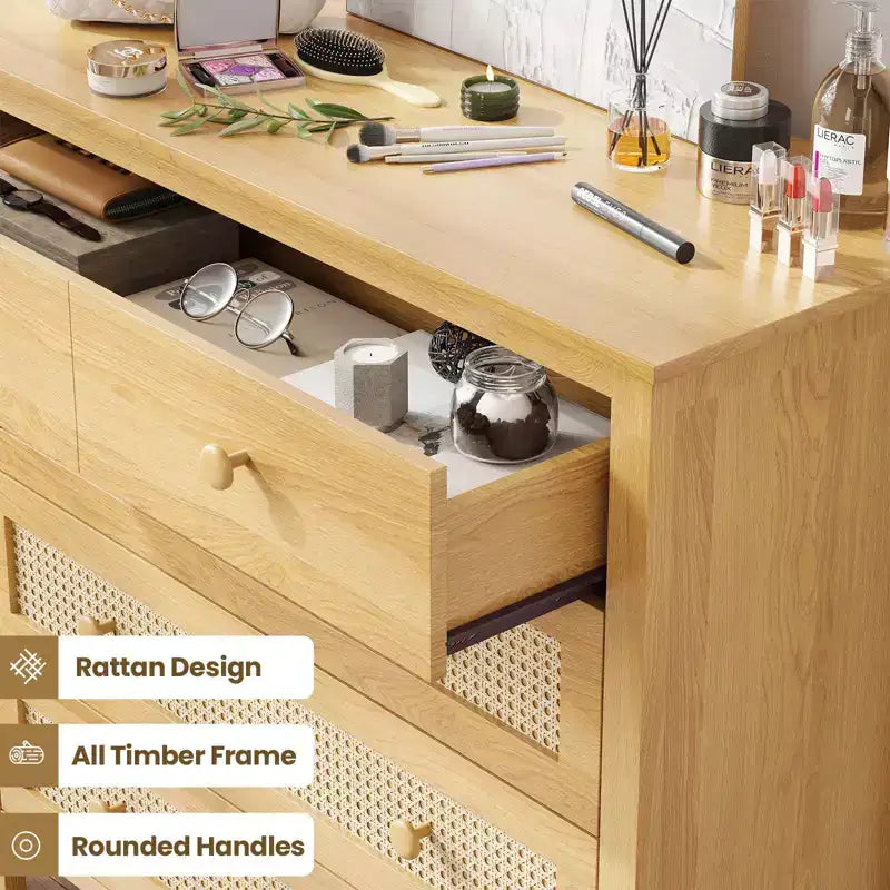 Okak Farmhouse Sideboard Cabinet, Buffet Cabinet with 4 Drawers, Storage Cabinet for Living Room, Dining Room, Kitchen