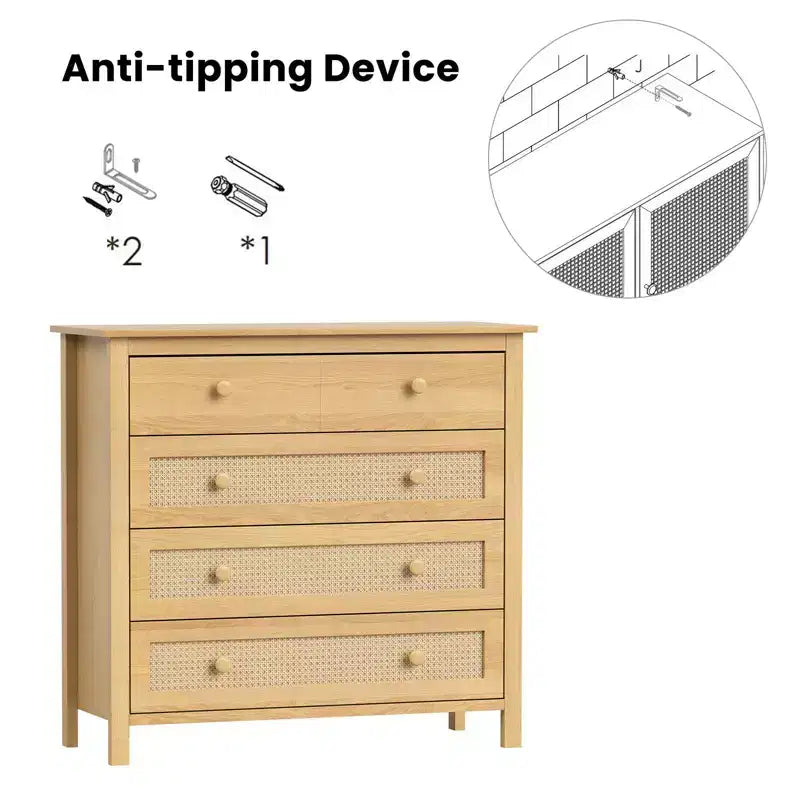 Okak Farmhouse Sideboard Cabinet, Buffet Cabinet with 4 Drawers, Storage Cabinet for Living Room, Dining Room, Kitchen