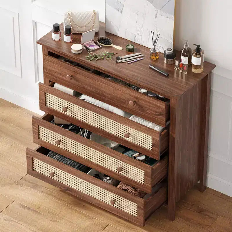 Okak Farmhouse Sideboard Cabinet, Buffet Cabinet with 4 Drawers, Storage Cabinet for Living Room, Dining Room, Kitchen