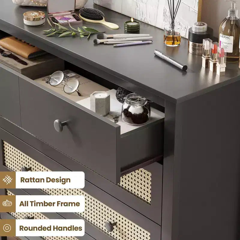 Okak Farmhouse Sideboard Cabinet, Buffet Cabinet with 4 Drawers, Storage Cabinet for Living Room, Dining Room, Kitchen