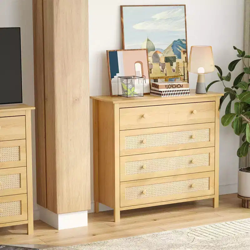 Okak Farmhouse Sideboard Cabinet, Buffet Cabinet with 4 Drawers, Storage Cabinet for Living Room, Dining Room, Kitchen