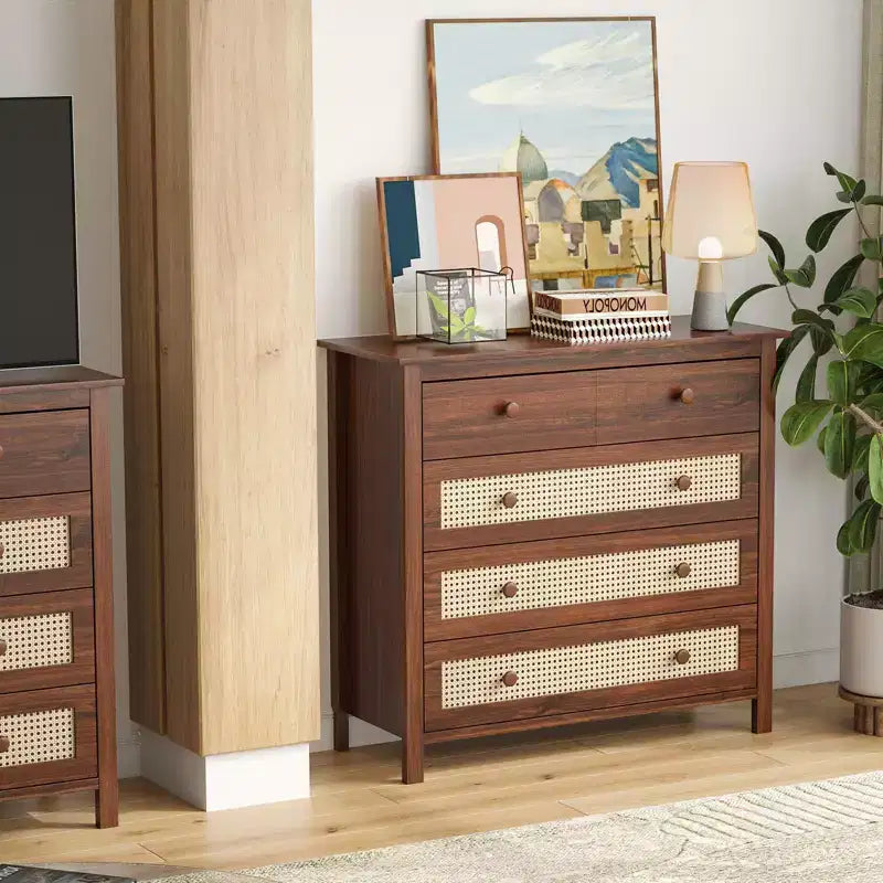 Okak Farmhouse Sideboard Cabinet, Buffet Cabinet with 4 Drawers, Storage Cabinet for Living Room, Dining Room, Kitchen