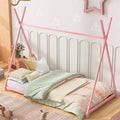 Bellemave Floor Bed Twin Size for Kids, Metal Montessori Floor Bed for Kids Tent Bed with Slats, Pink
