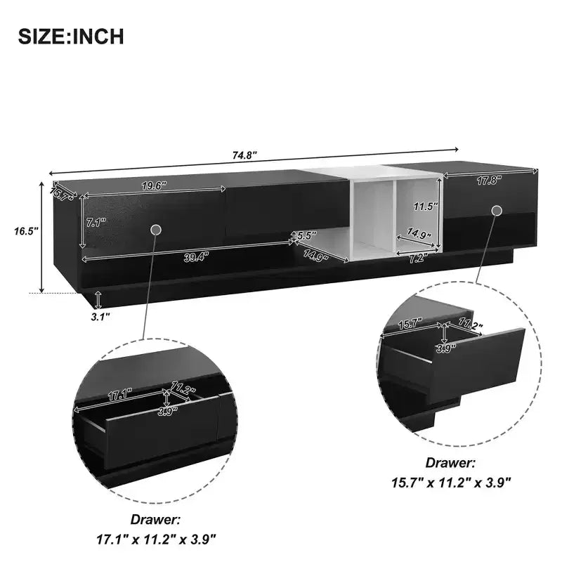 Whisen 80 Two-tone TV Stand with Versatile Storage Compartments, Functional Media Console