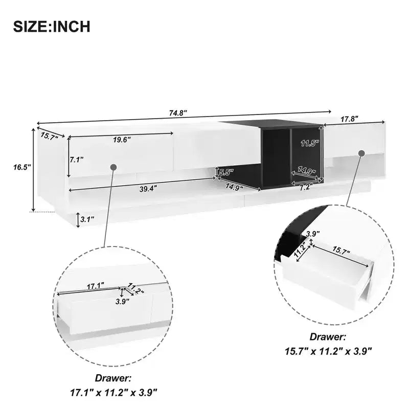 Whisen 80 Two-tone TV Stand with Versatile Storage Compartments, Functional Media Console